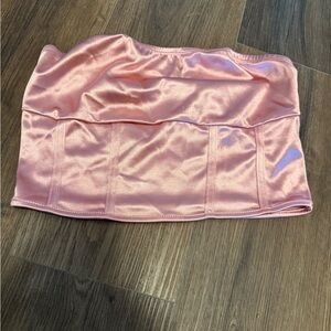 Pink shiny tube top satin style xs/s crop top